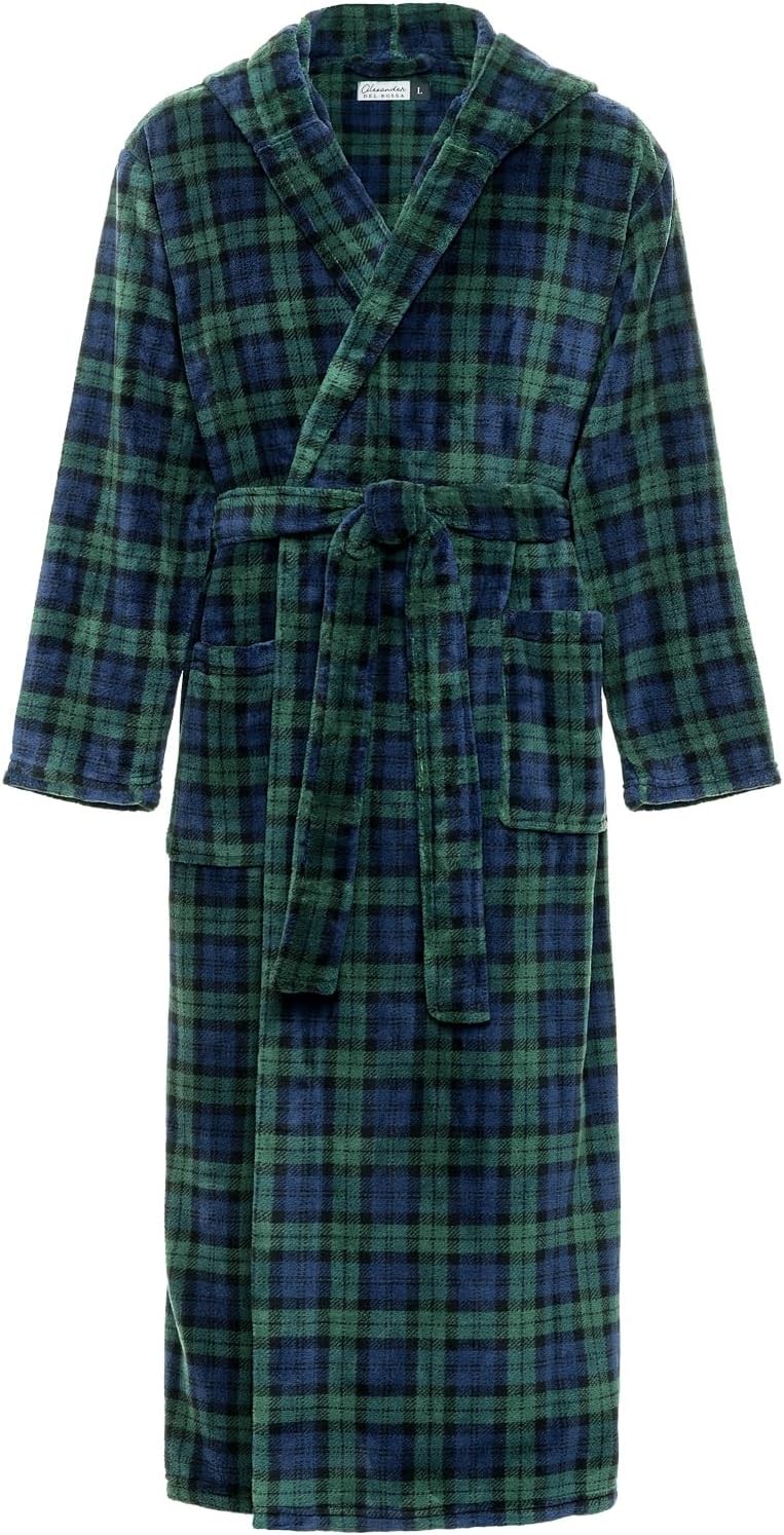 Men’s Extra Thick Plush Fleece Hooded Bathrobe Long Full Length Big & Tall