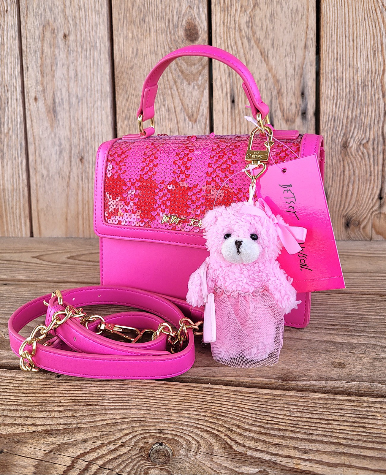 Betsey Johnson XO My Love Teddy Bear Tote Crossbody Handbag