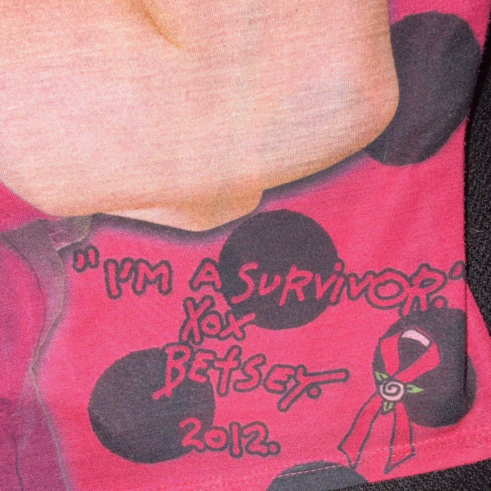 Vintage 2012 Betsey Johnson Pink/Black Polka Dot Scarf Rosie the Riveter tank