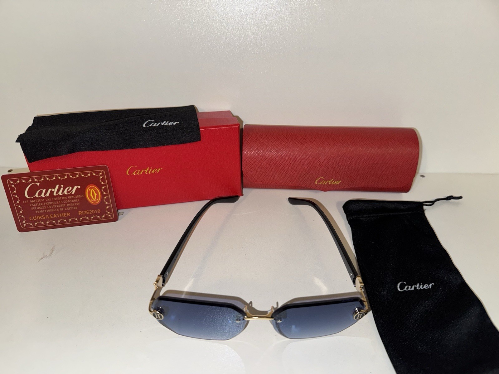 Cartier Big C Diamond Cut Blue Frameless Lens