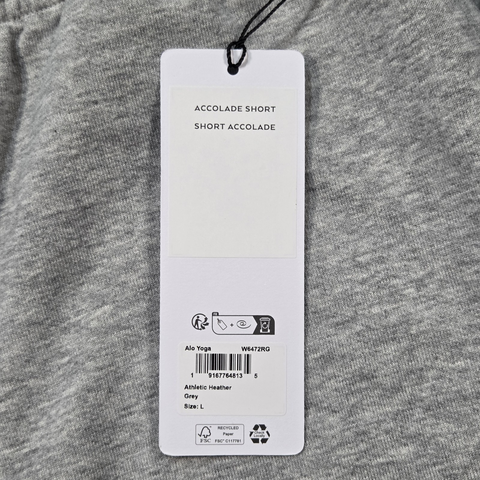 NWT Alo Yoga Accolade Short Womens Large Athletic Sweat Heather Grey Shorts Gray