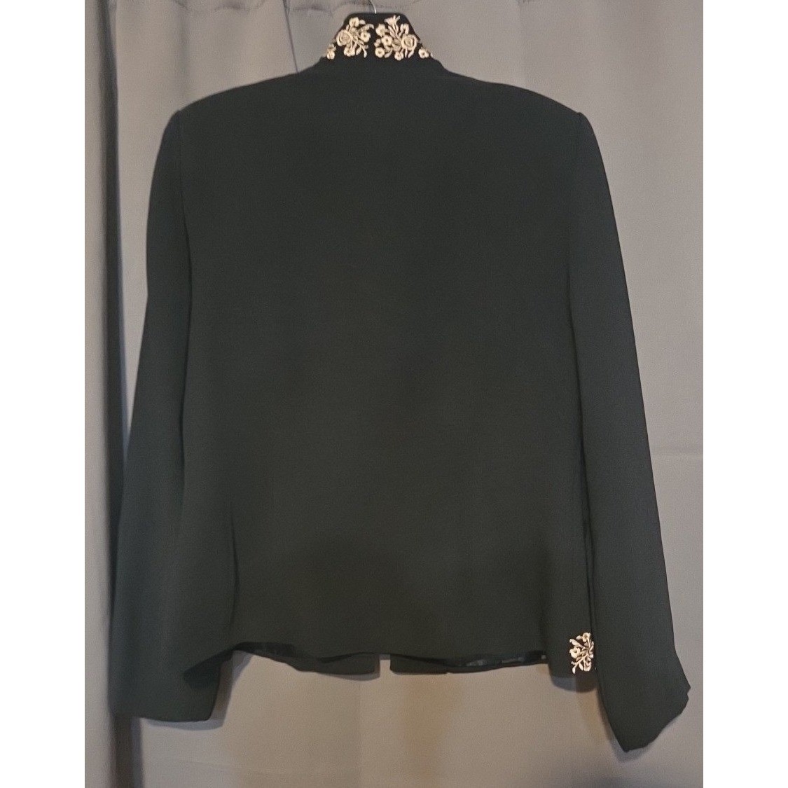Jessica Howard Black Gold Embroidered Open Front Evening Jacket, Women’s Size 8