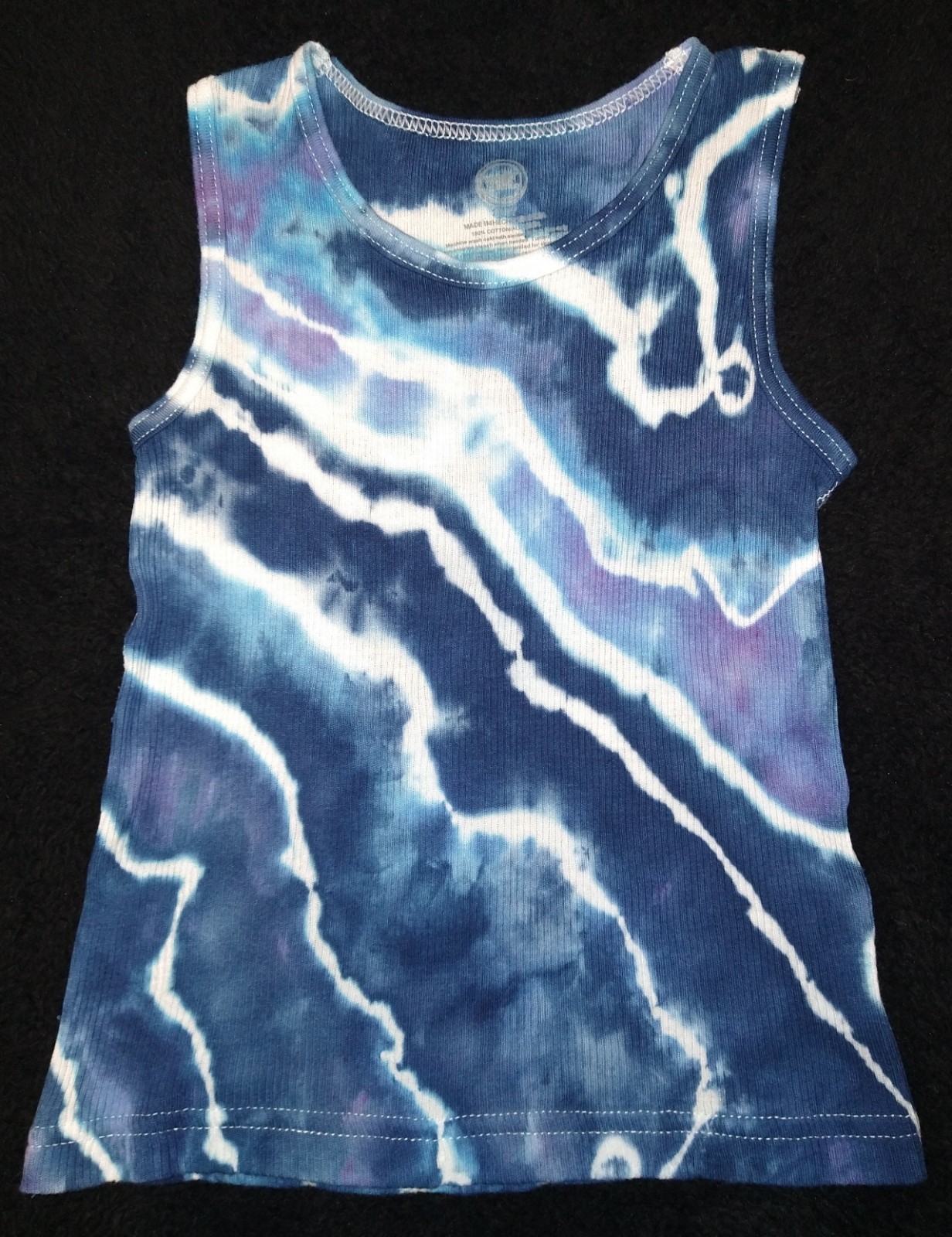 Blue & White Geode Ice Dye Tie Dye Toddler Boys Ribbed Tank Top ~ Sz 2T-3T