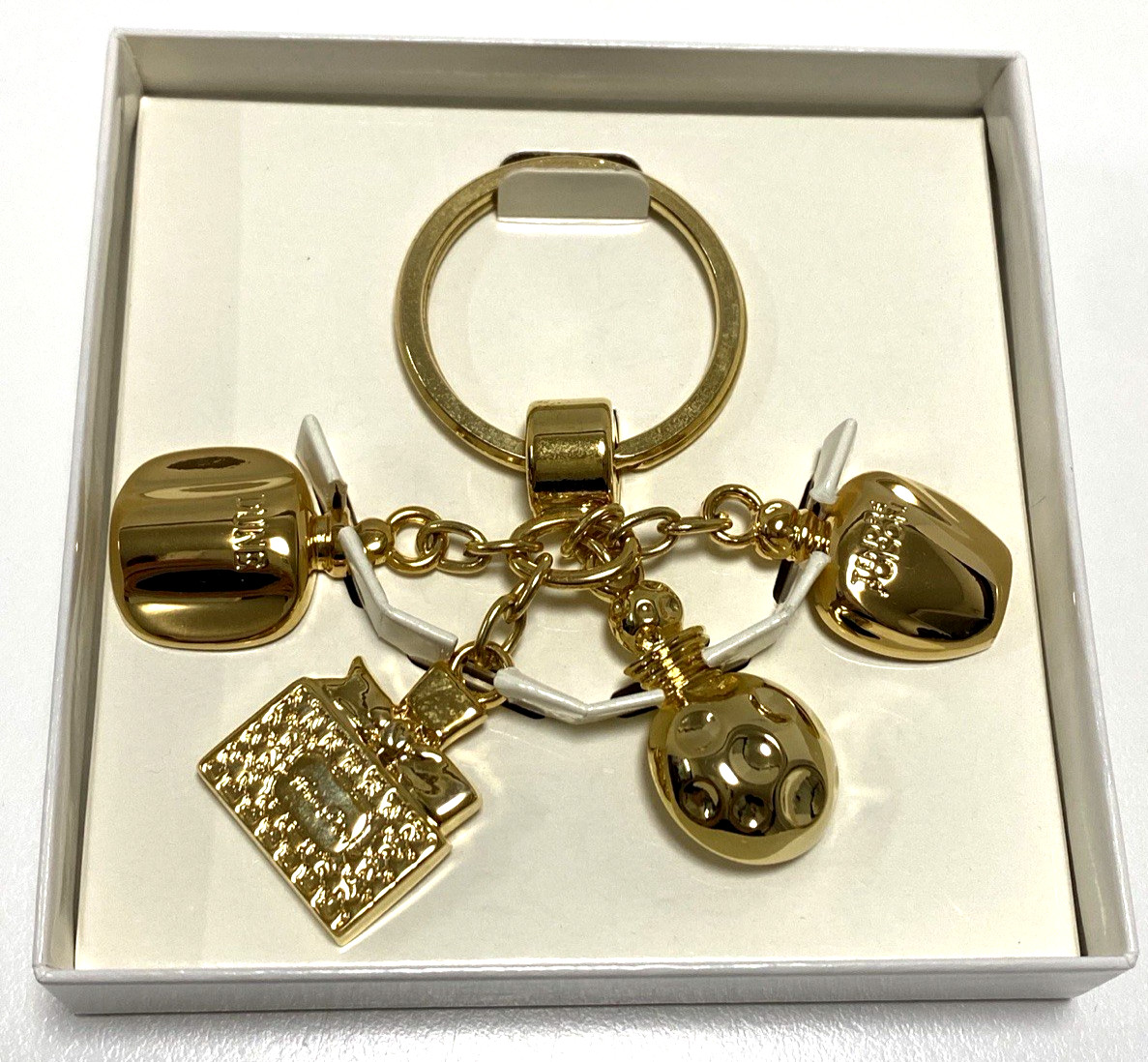 Dior novelty key chain bag charm key holder gold color brand near mint condition