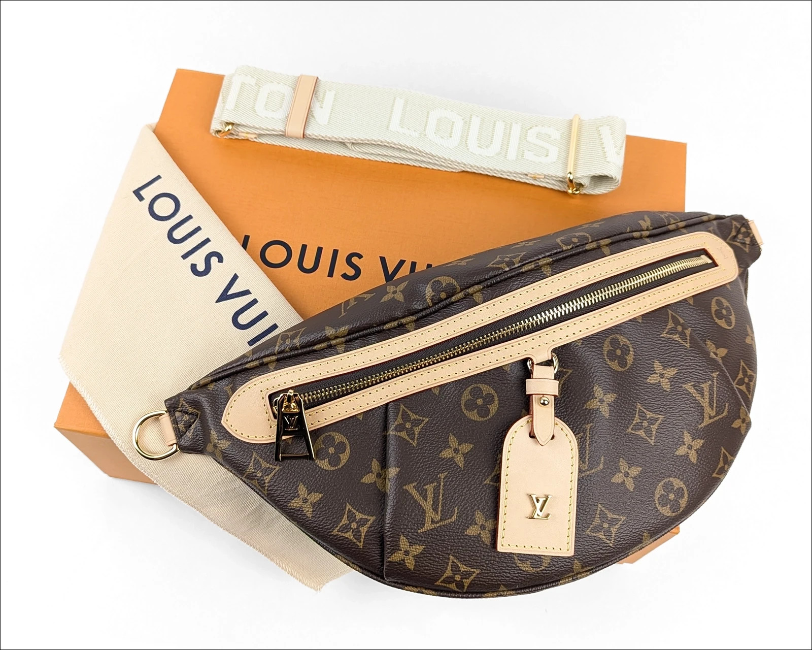 Authentic LOUIS VUITTON High-Rise Monogram Bum Bag M46784 Waist Pouch W/ Box