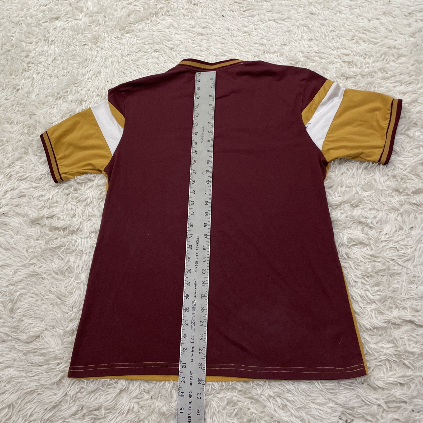 Brooklyn Laundry Retro 70s MCM Shirt Men M T Shirt Maroon Gold Cut & Sew Tee
