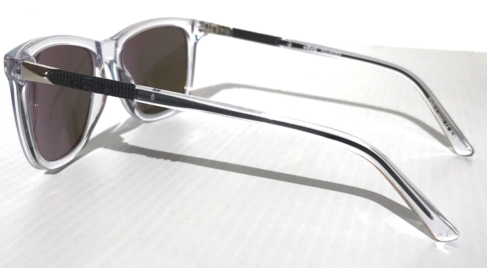 NEW REVO COVE Shiny Crystal Clear POLARIZED Blue Lens Sunglass 1164N 09 BL