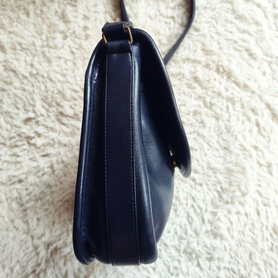 Coach Vintage Leather Shoulder Bag Navy 9.8×11.8×2.8in Used