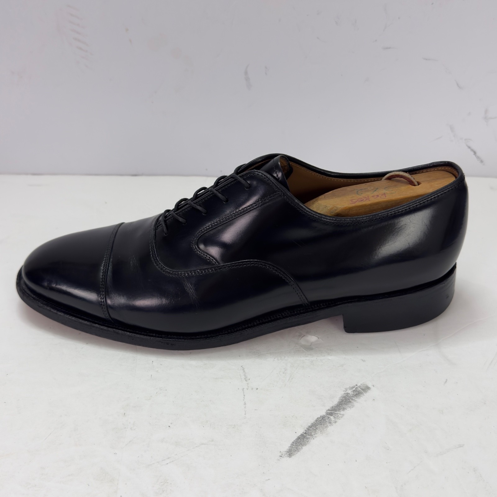 Johnston & Murphy Mens US 8.5 D Black Leather Cap Toe Oxford Dress Shoes 24-9311