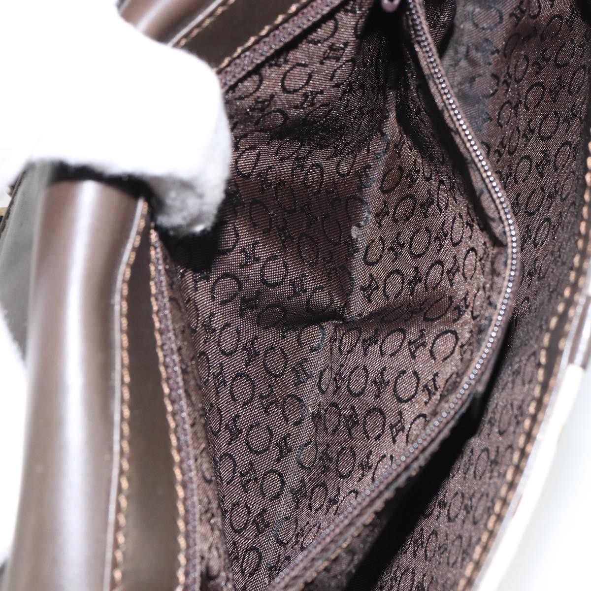 CELINE C Macadam Canvas Shoulder Bag Beige Gold Auth ep12930