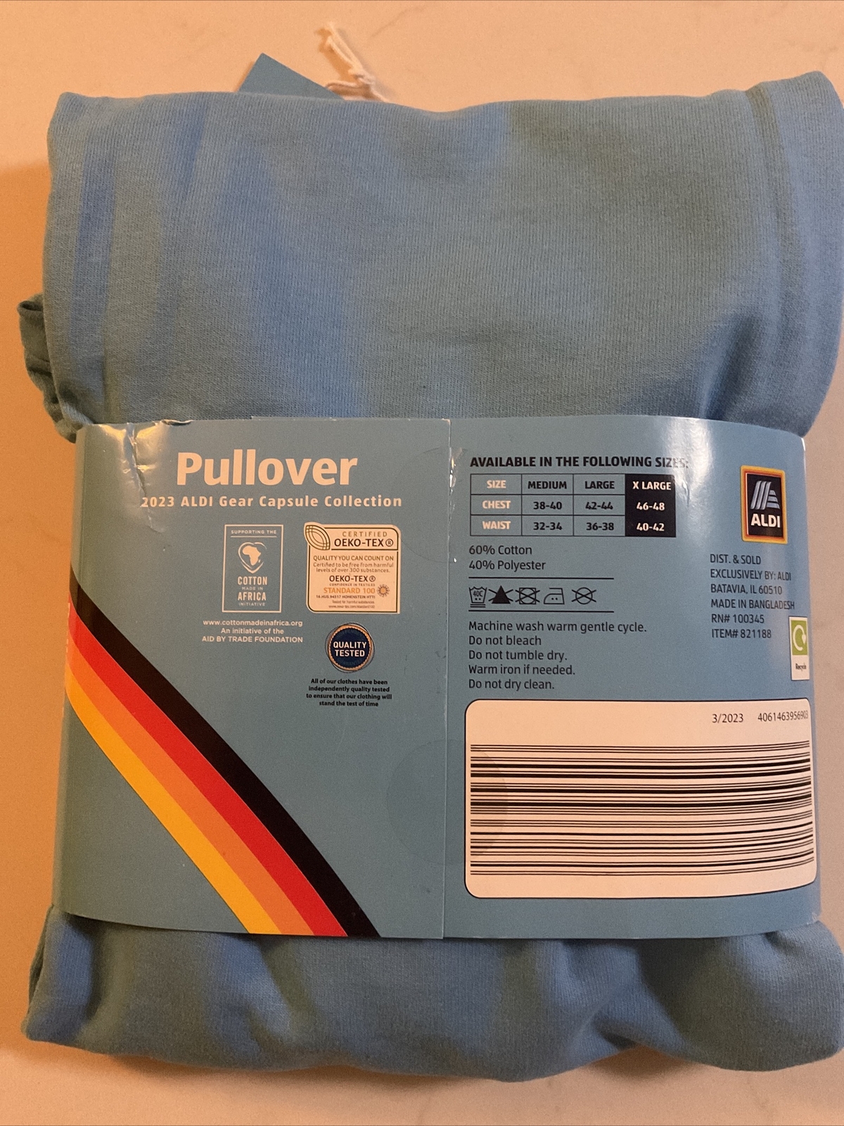 NEW Aldi Gear 2023 Pullover Teal Size XL Stripe Capsule Collection Retro Colors