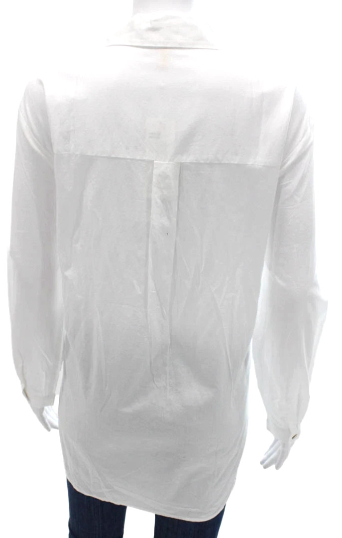 NWT Eileen Fisher Classic Collar Long Shirt XL B49.5″ fit 1X? Lightwt Cotn Twill