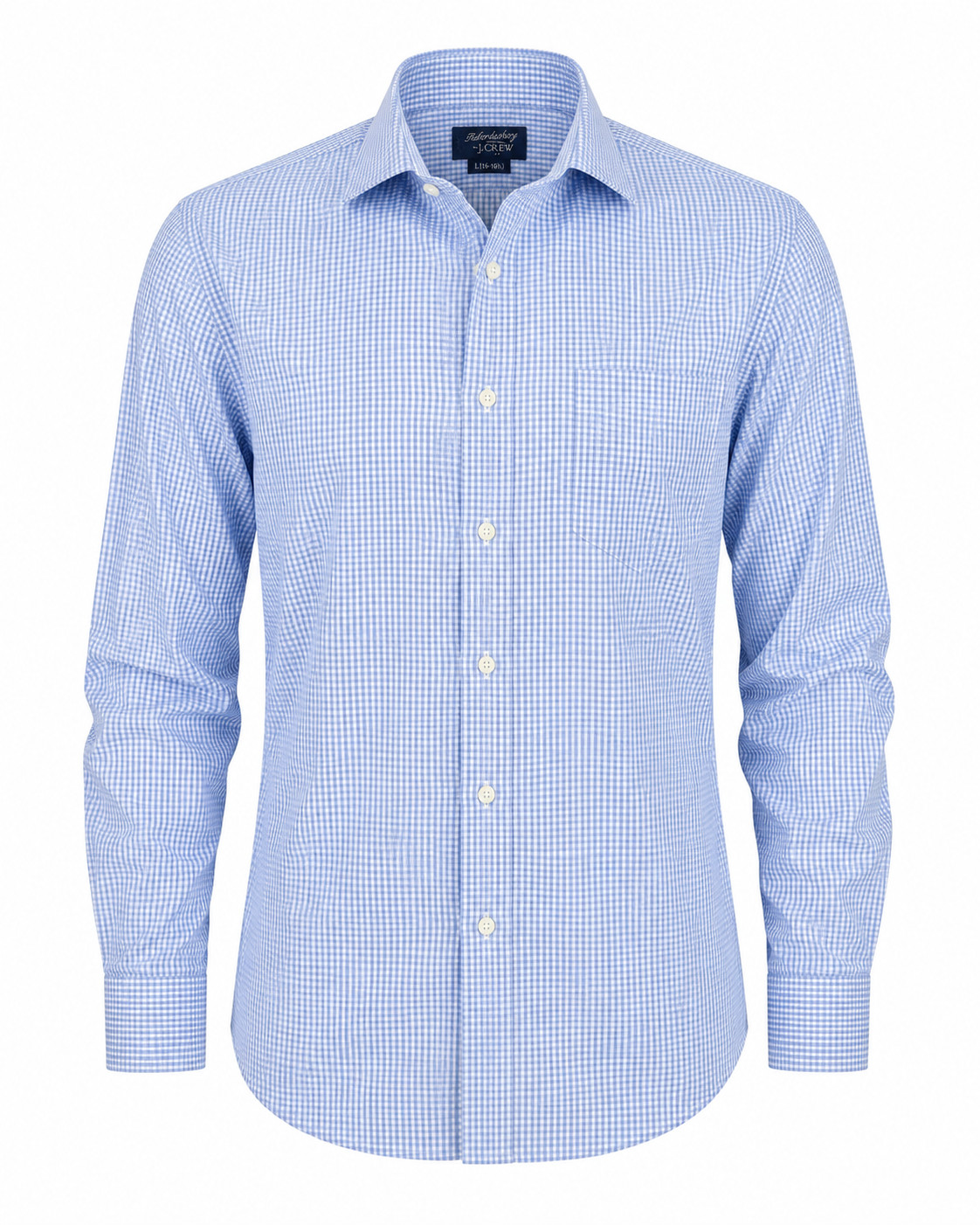 J.Crew Blue White Gingham Check 100% Cotton Dress Shirt Men’s Large 16-16.5