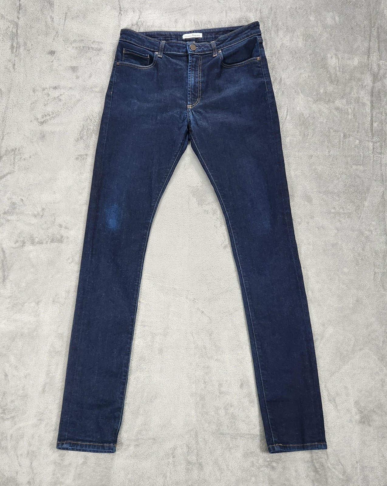 Monfrere Greyson Jeans Mens 34×34 Blue Dark Wash Skinny Stretch Made In USA