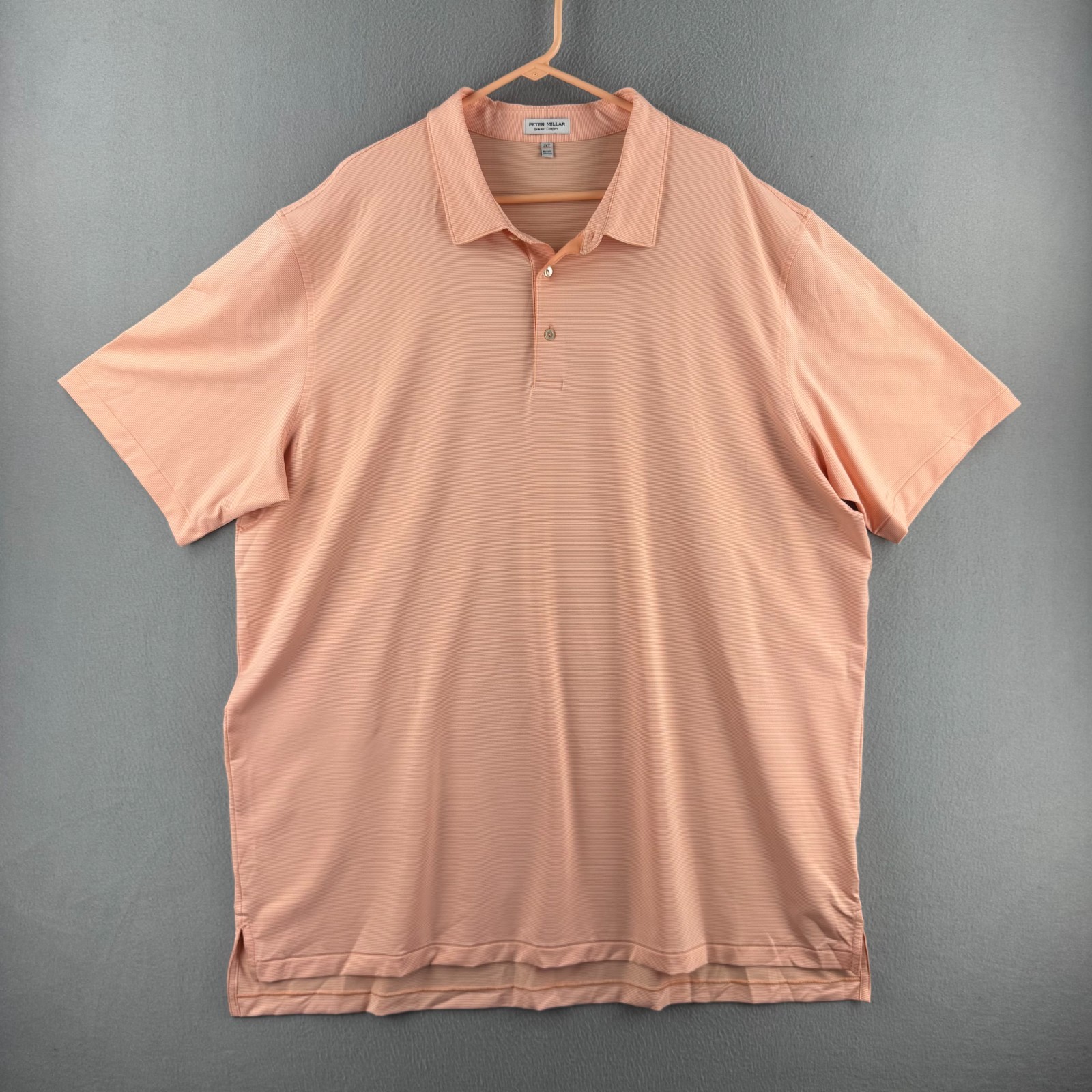 Peter Millar Summer Comfort Polo shirt Mens 3XT 3XL Tall Salmon Pink Striped
