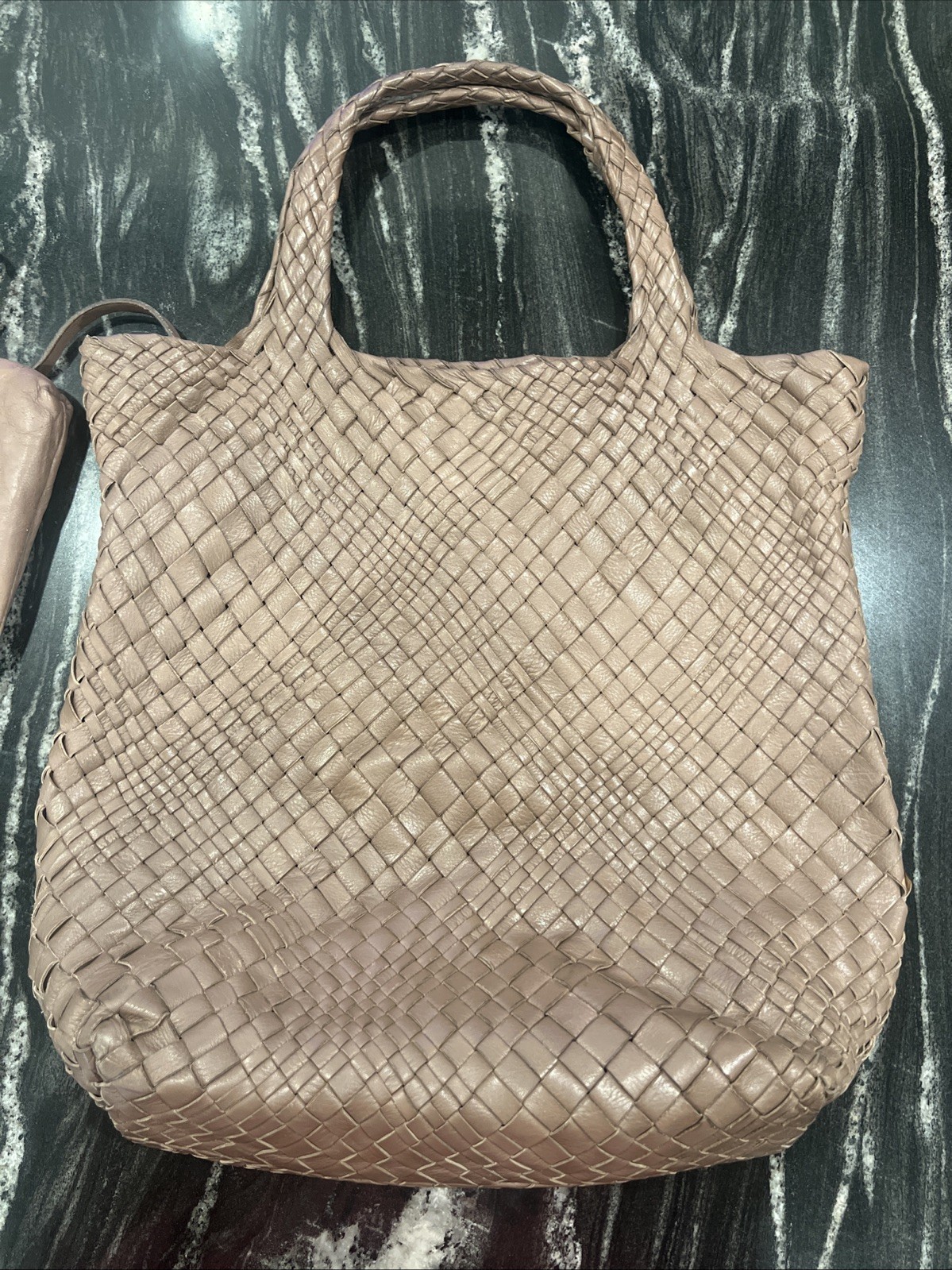 FALOR Italian Genuine Leather Handbag Woven Made in Italy w/ Attached Coin Purse