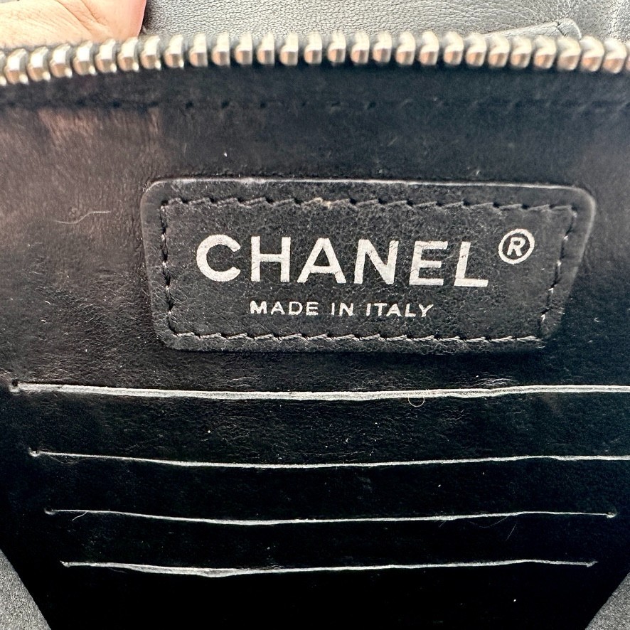 CHANEL Clams Wallet on Chain WOC Black Lambskin Silver Hardware 2012 Authentic