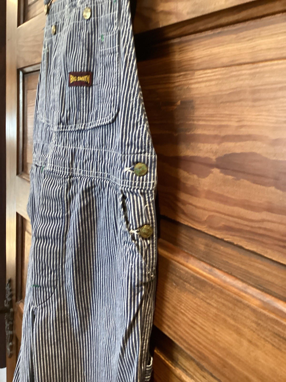VTG 50s Big Smith Sanforized Union Made Hickory Striped Overalls Painter 34×28