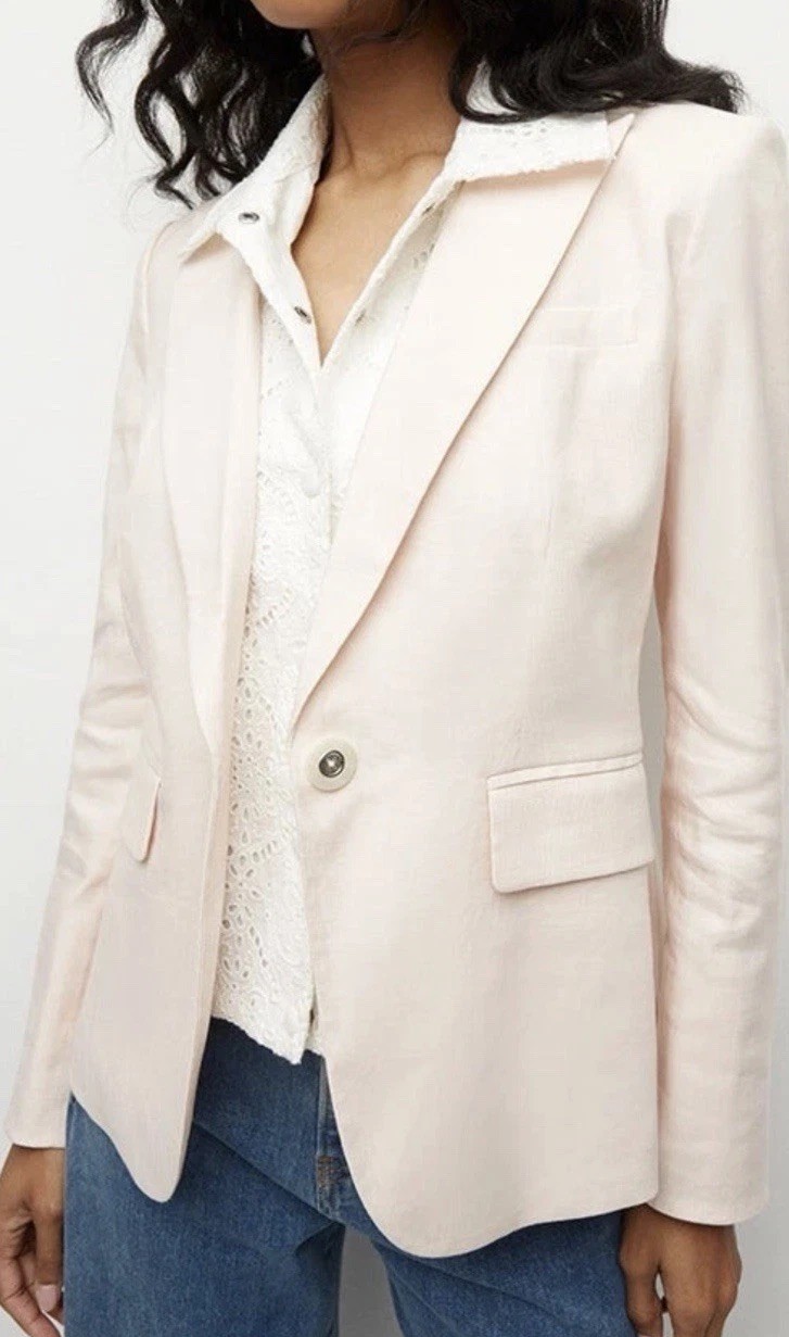 Veronica Beard Cutaway Dickey Jacket Blazer NWT Linen Blend $648 Pink Haze 00