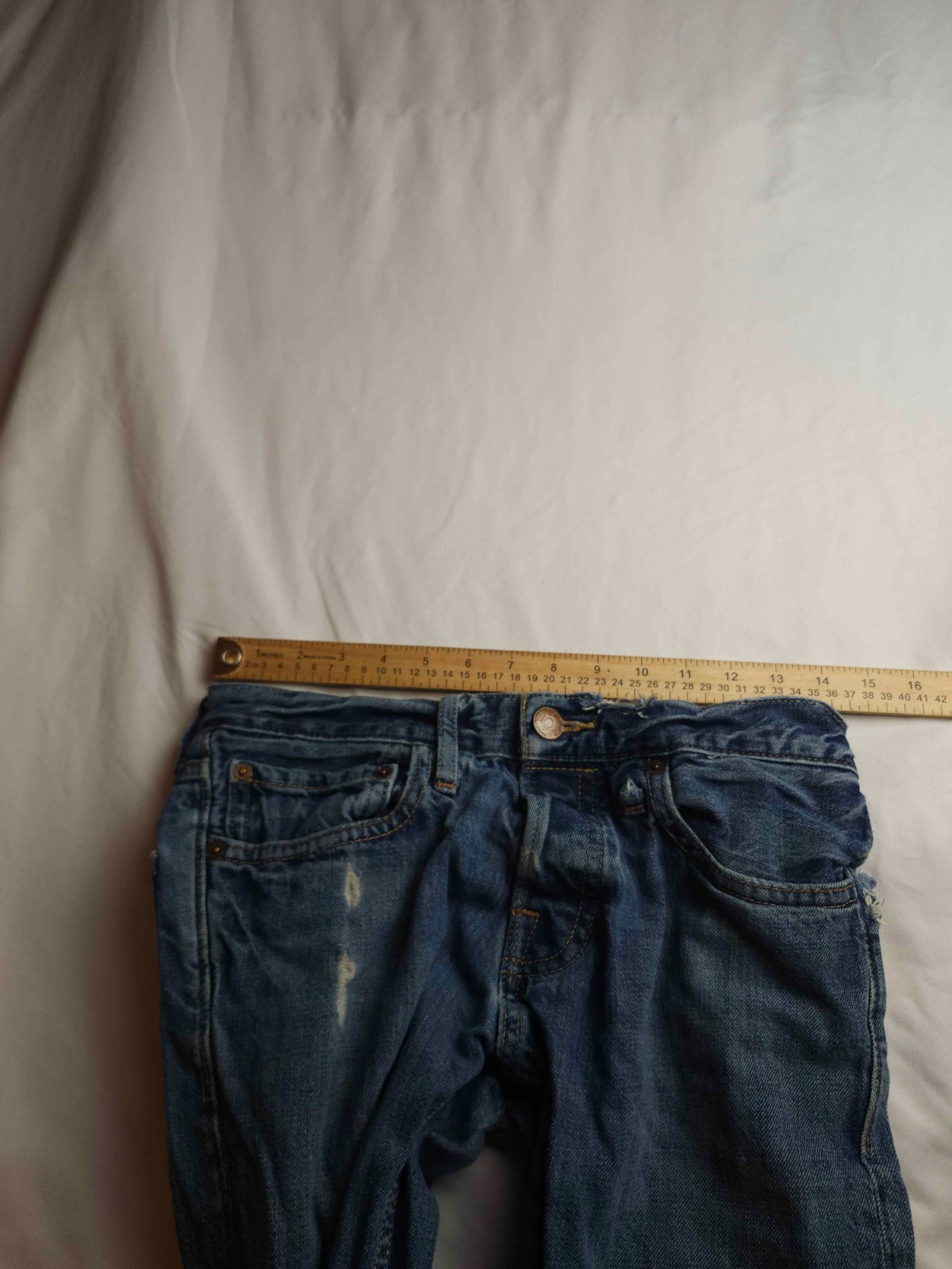 Hollister Jeans Mens 29×27 Blue Denim Distressed Straight Leg Grunge Streetwear