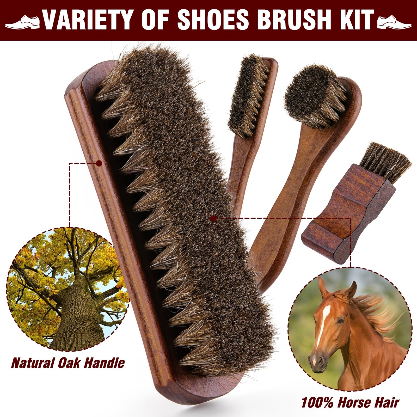 15-in-1 Shoe Shine Kit & Leather Polish Set with 4 Horsehair Brushes, Black 1