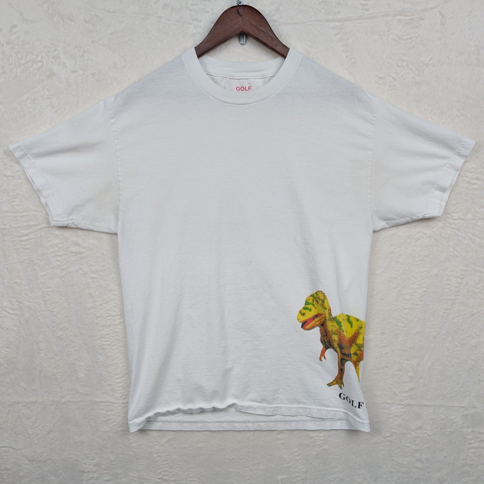 Golf Wang Tyler The Creator T-shirt Men L White Dinosaur Side Hem Graphic Y2K