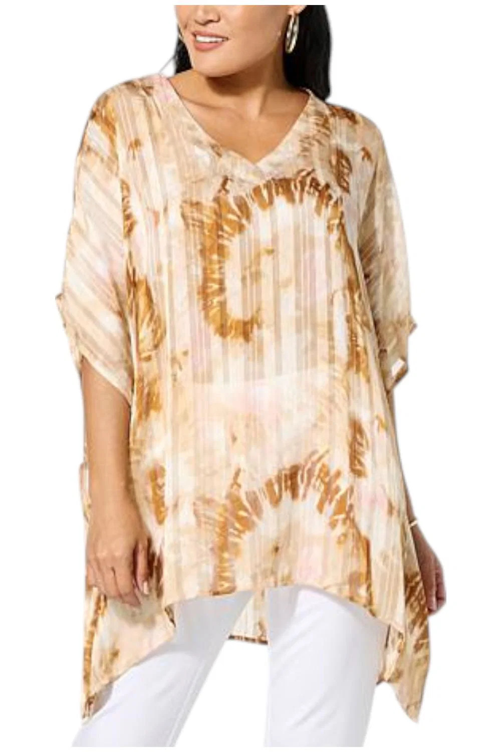 Colleen Lopez Women’s Printed Woven Scarf Top Taupe