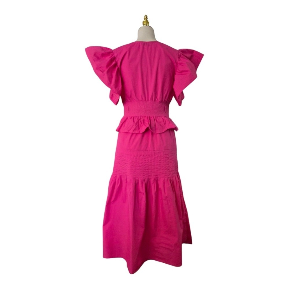 Wishlist Apparel Fuchsia Pink Ruffle Sleeve Peplum Midi Dress Women’s Small NWT