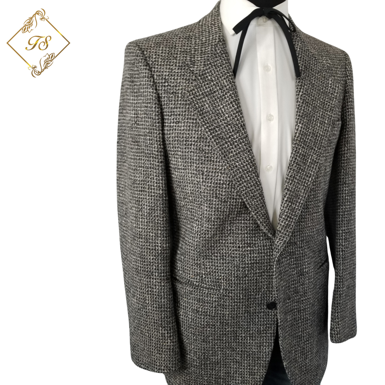 Vintage Montgomery Ward Gray Barley Tweed Men Blazer 38R Sport Coat Jacket Good