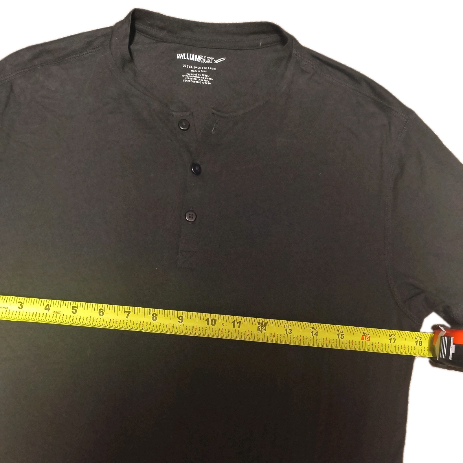 William Rast Mens Polo Black Short Sleeve Knit Button Down Size Small S