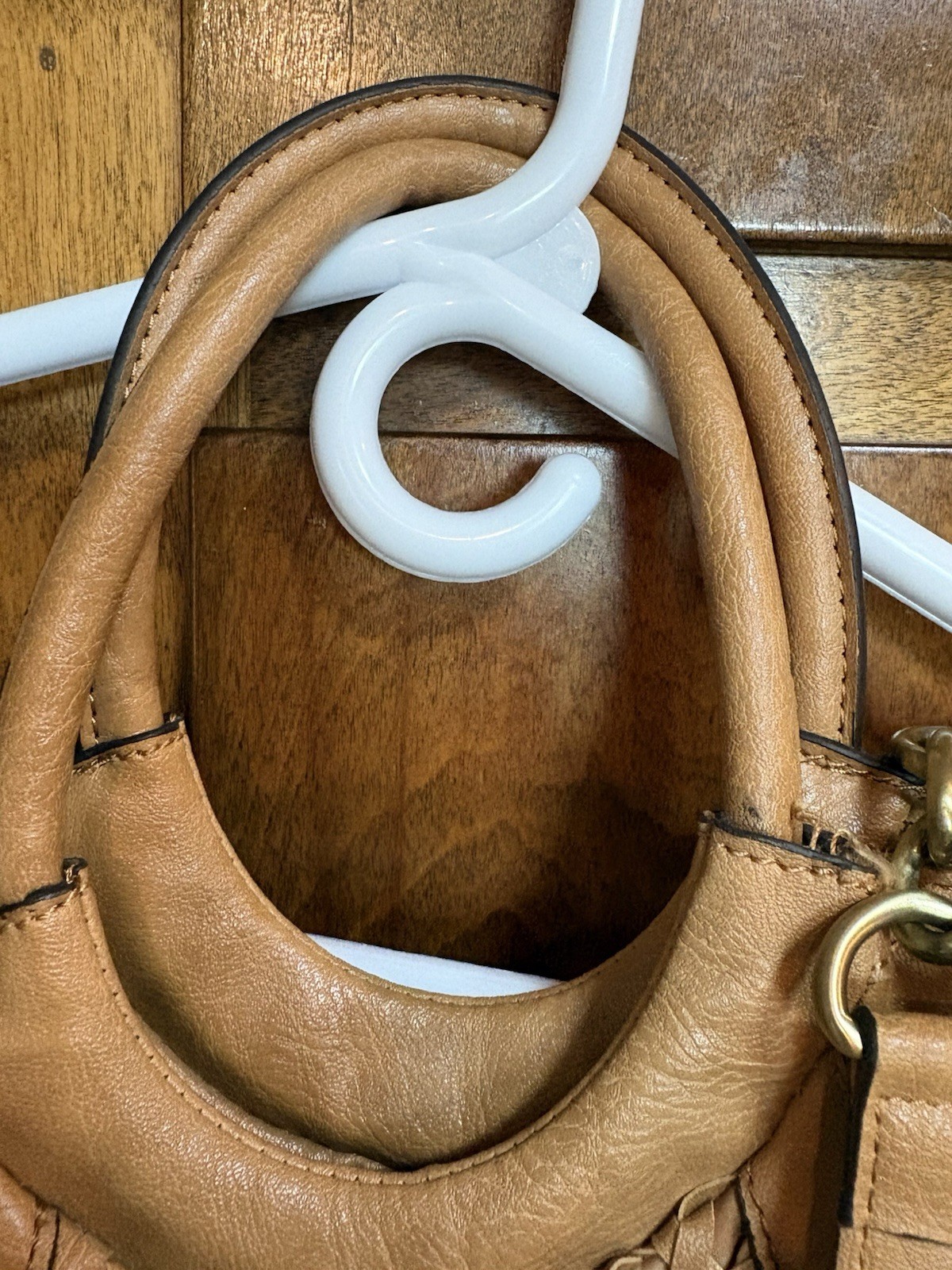 Nicole by Nicole Miller Tan Satchel Top Handle Bag Detachable Strap Magnetic