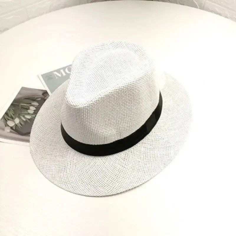 Unisex Panama Straw Hats for Women Men Summer Outdoor Beach Sun Hat Wide Brim Fo