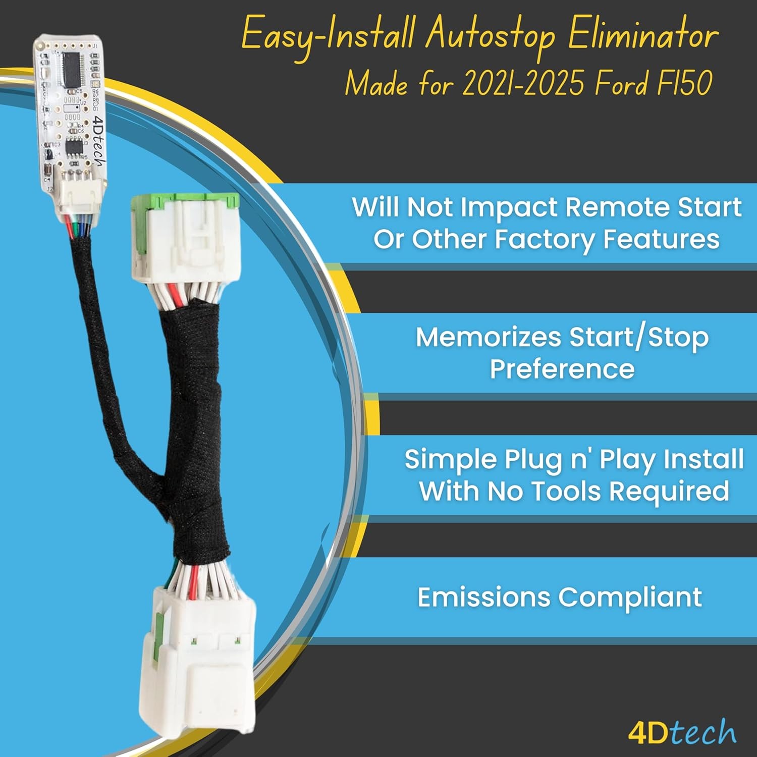 4D Tech Auto Start Stop Eliminator – Easy-Install Autostop Eliminator Made for 2