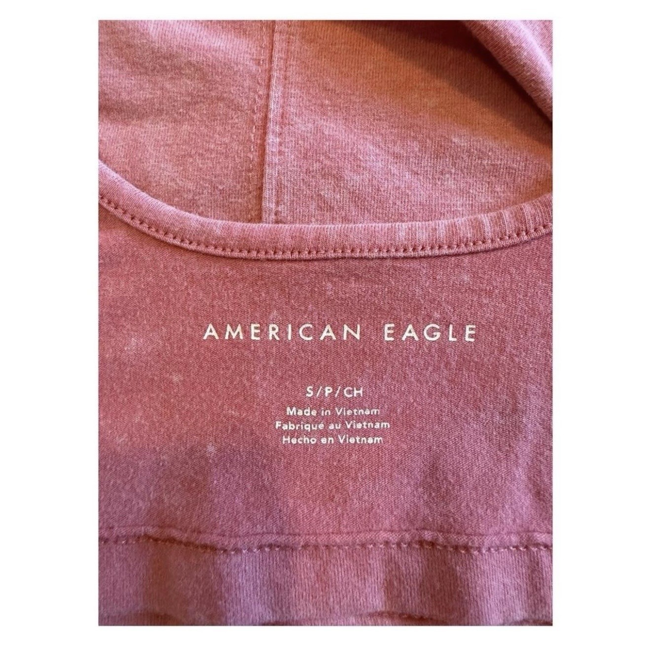 American Eagle Pink Cropped V-Neck Spaghetti Strap Stretch Cami Top S