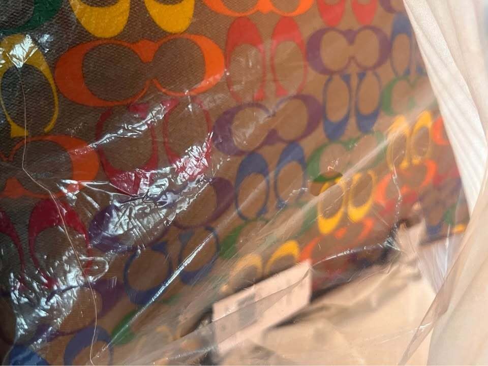 NEW Coach Rainbow Signature Gallery Tote CA555 Khaki Multi | NWT Authentic