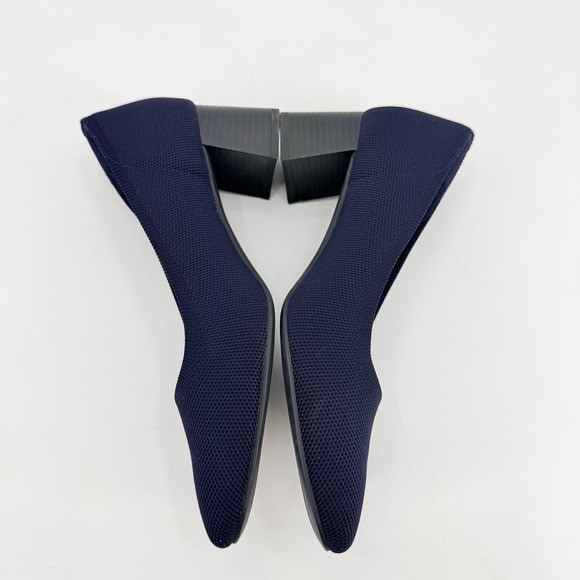 Vivaia Blue Almond Toe Block Heel Pumps Size 39.5