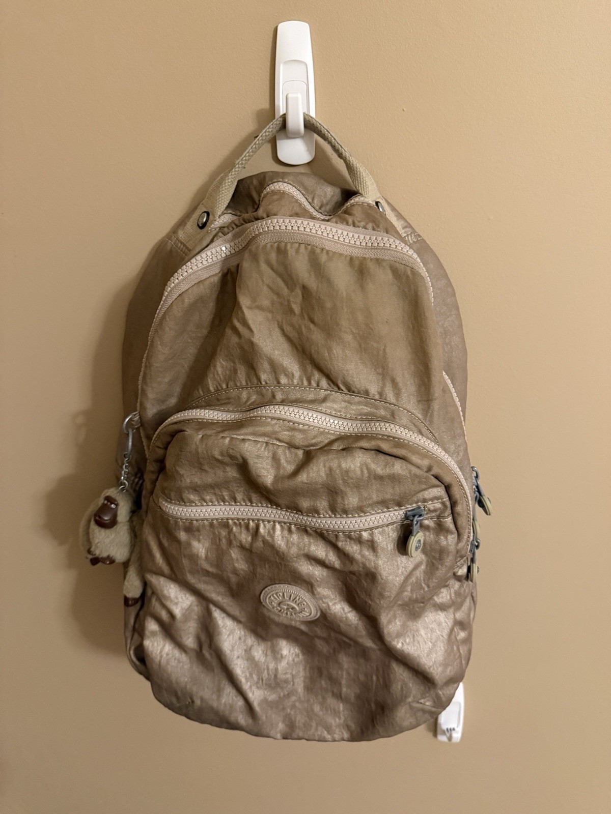 Kipling Seoul Backpack Gold Laptop Sleeve Travel School Bag