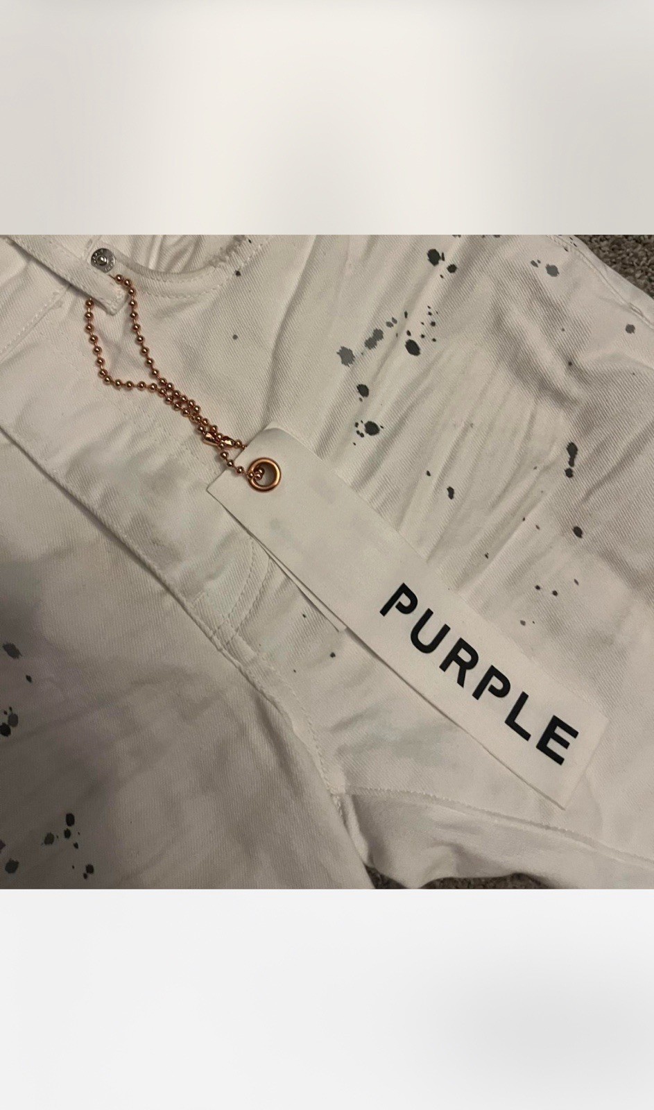 Purple Brand Men’s White Paint Splatter Distressed Skinny Slim Fit Jeans 28