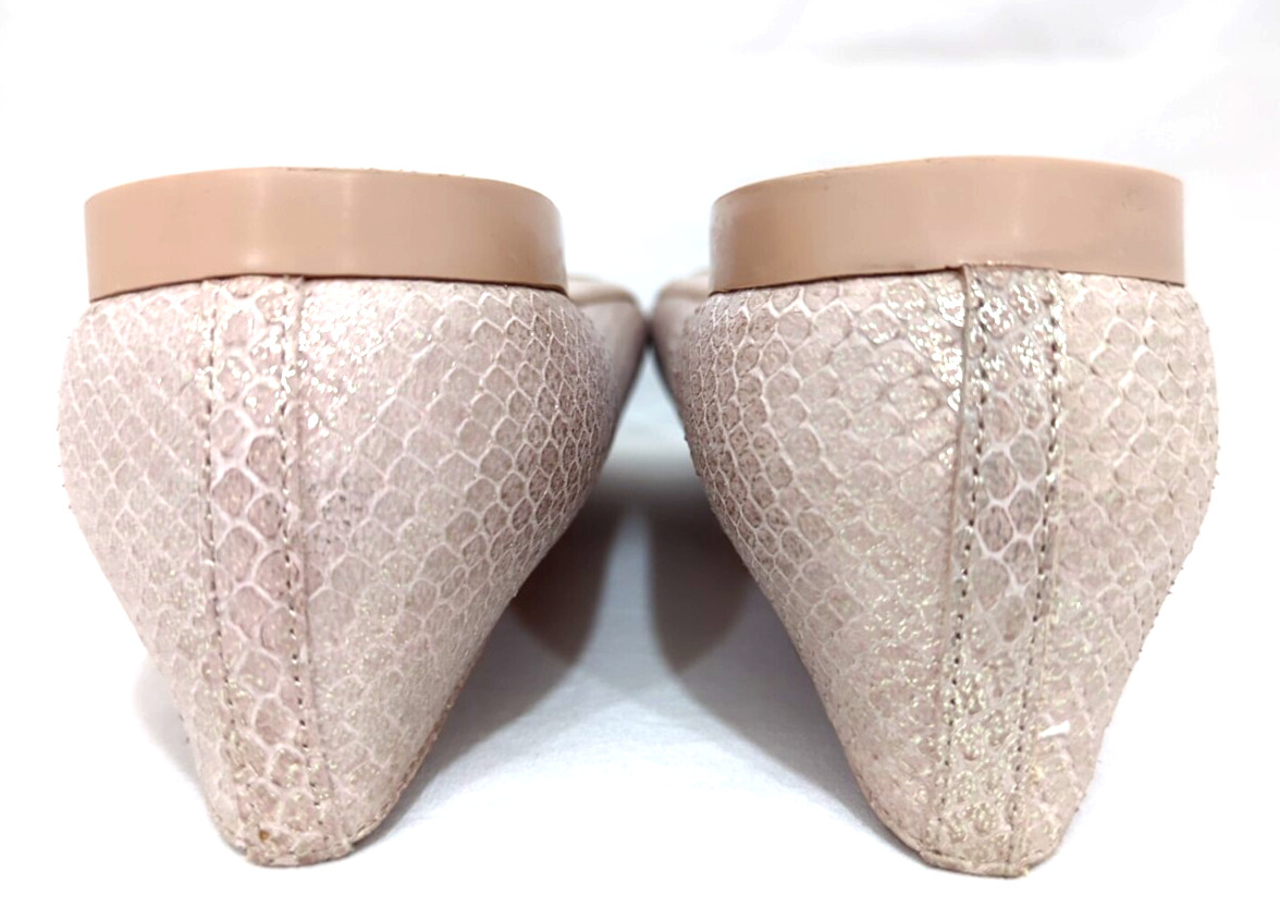 AGL Women’s Silver Snake Pink Nude Leather Loafers Flats Shoes US 7.5/37.5 EUC *