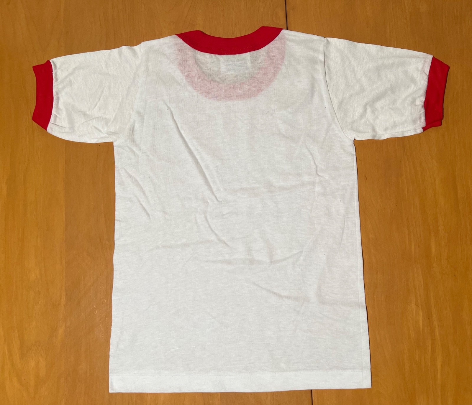 S 6-8 Vtg 1980s Steadman T Shirt NOS Single Stitch Blank Ringer Red Dead Stock