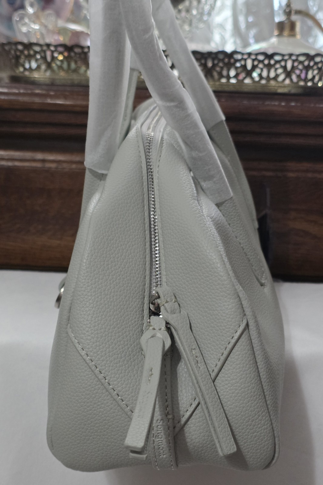 Songmont Baguette Purse Celeste Blue Genuine Leather Unique Hi-end Quality NWT