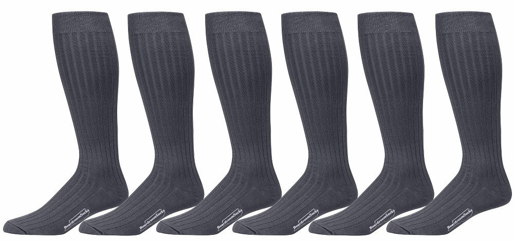 6 Pairs Men’s Dress Socks, Cotton Knee High Over the Calf Luxury Dress Socks