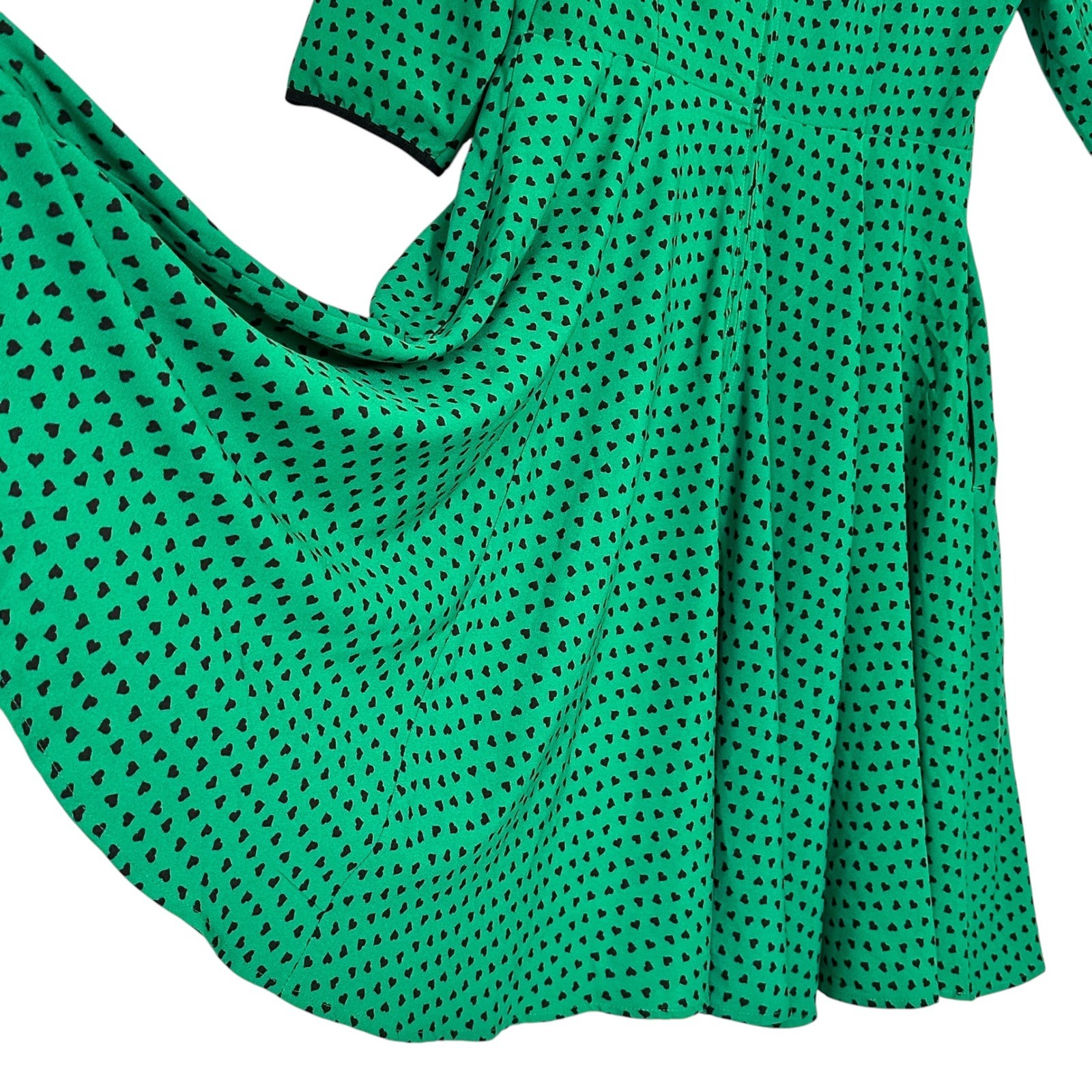 Hell Bunny Dress Paradisum 50s Keyhole Heart Polka Dot Green L Rockabilly Pinup