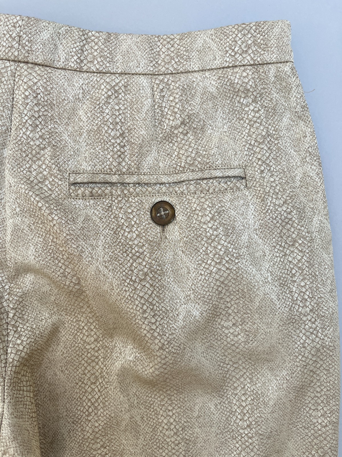 Roberto Cavalli Y2K Snake Effect Shimmer Beige Pants IT42