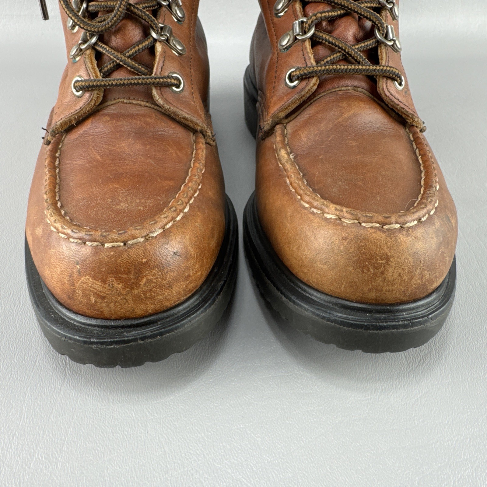 Vintage Red Wing Boots 404 Style Mens 7 D Brown Leather Moc Toe Workwear Combat