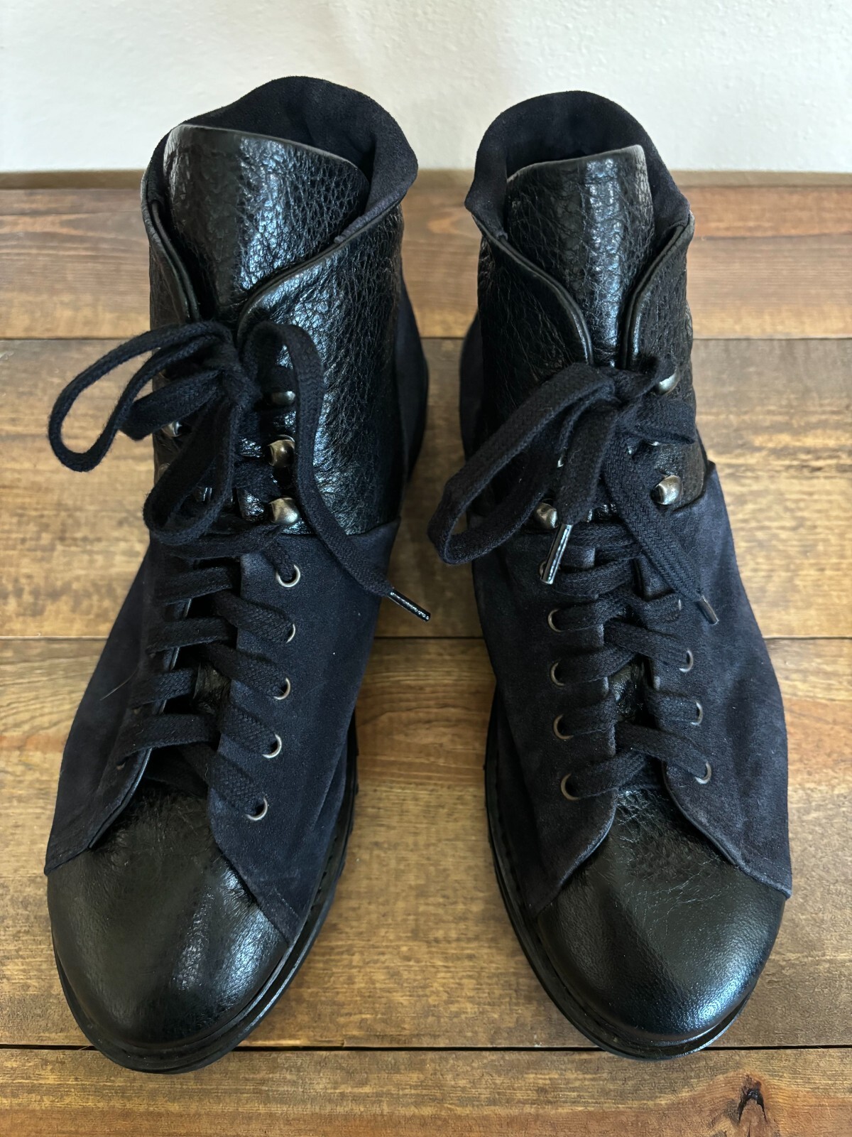 P Monjo Daniela Womens Boots Black 38 Split Leather Lace Up Casual Ankle Booties