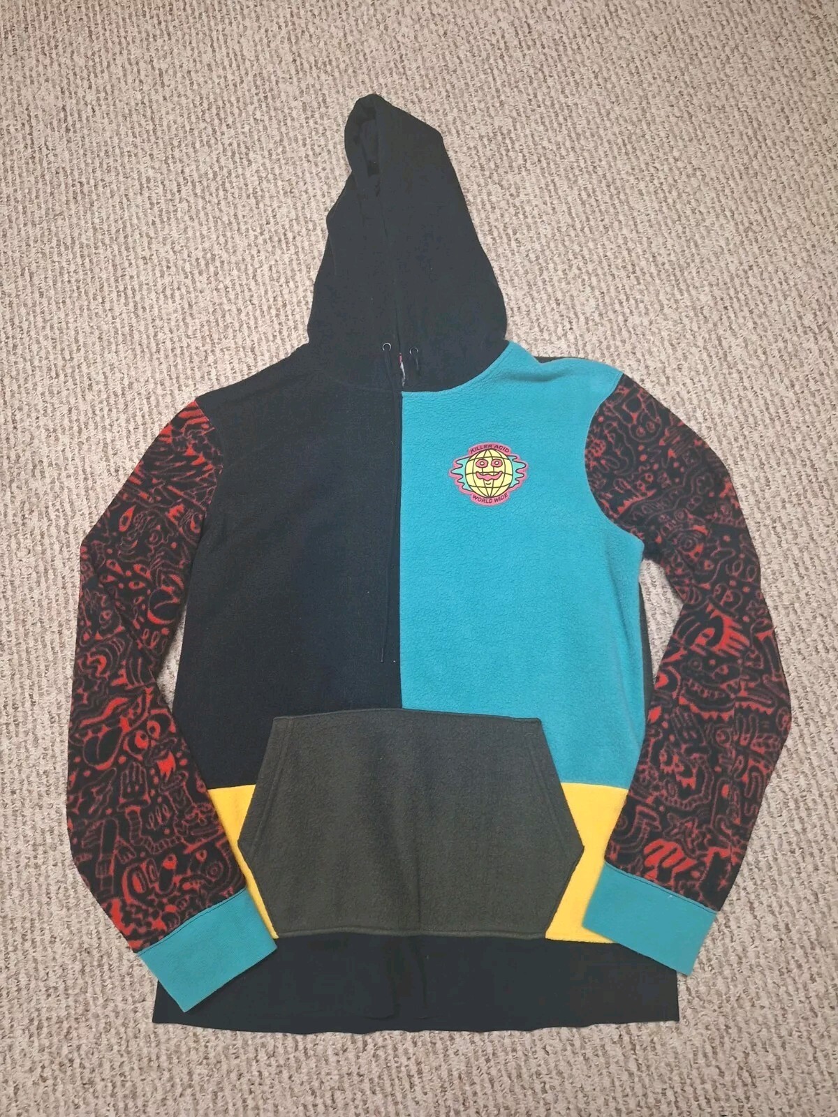 KILLER ACID Bindle Conspiracy Earth Peace Funny Cartoon Retro Hoodie M