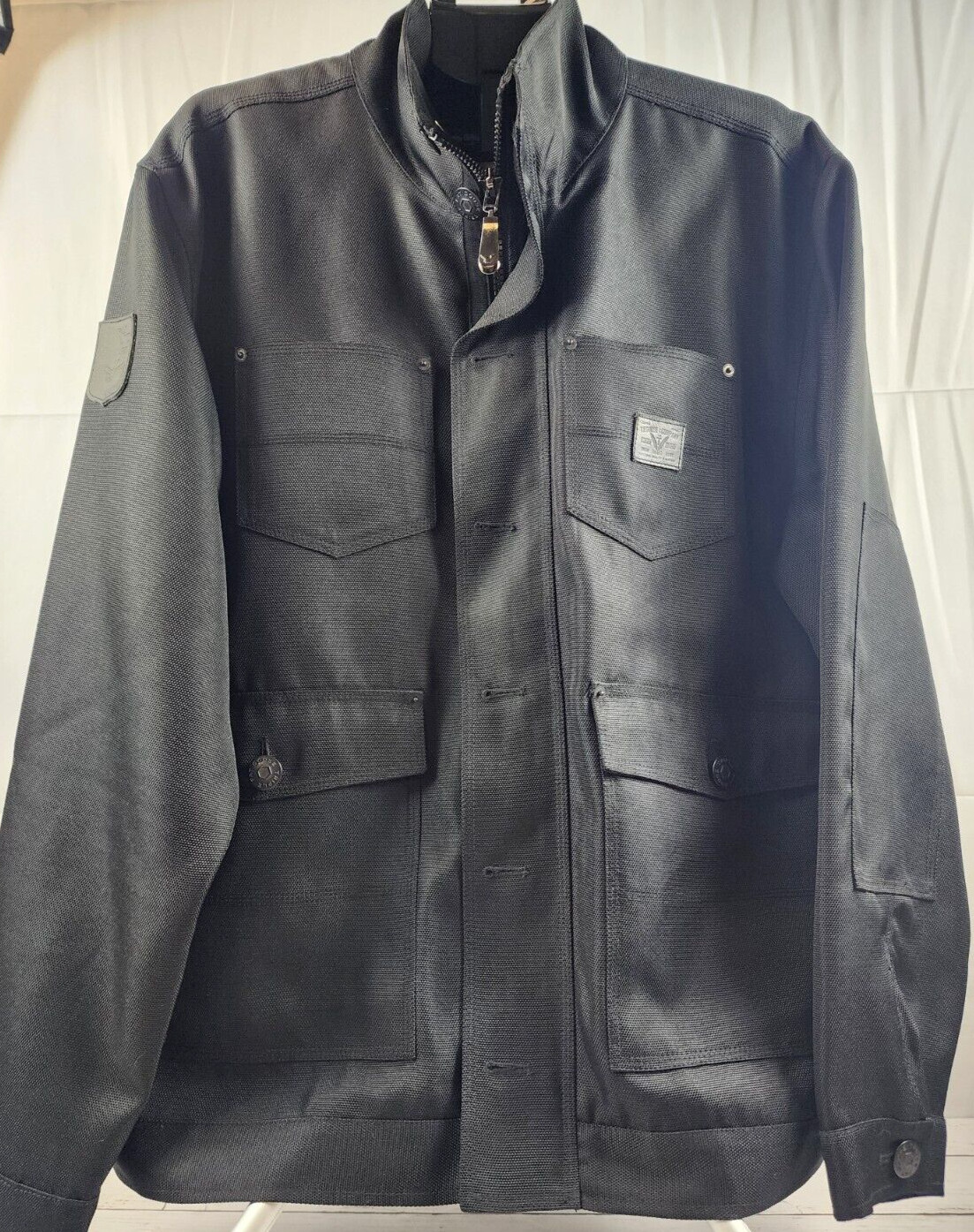 Blouson Style Jacket In Black By TFG & Co., Full Zip/Button/Pockets, Men’s 2XL