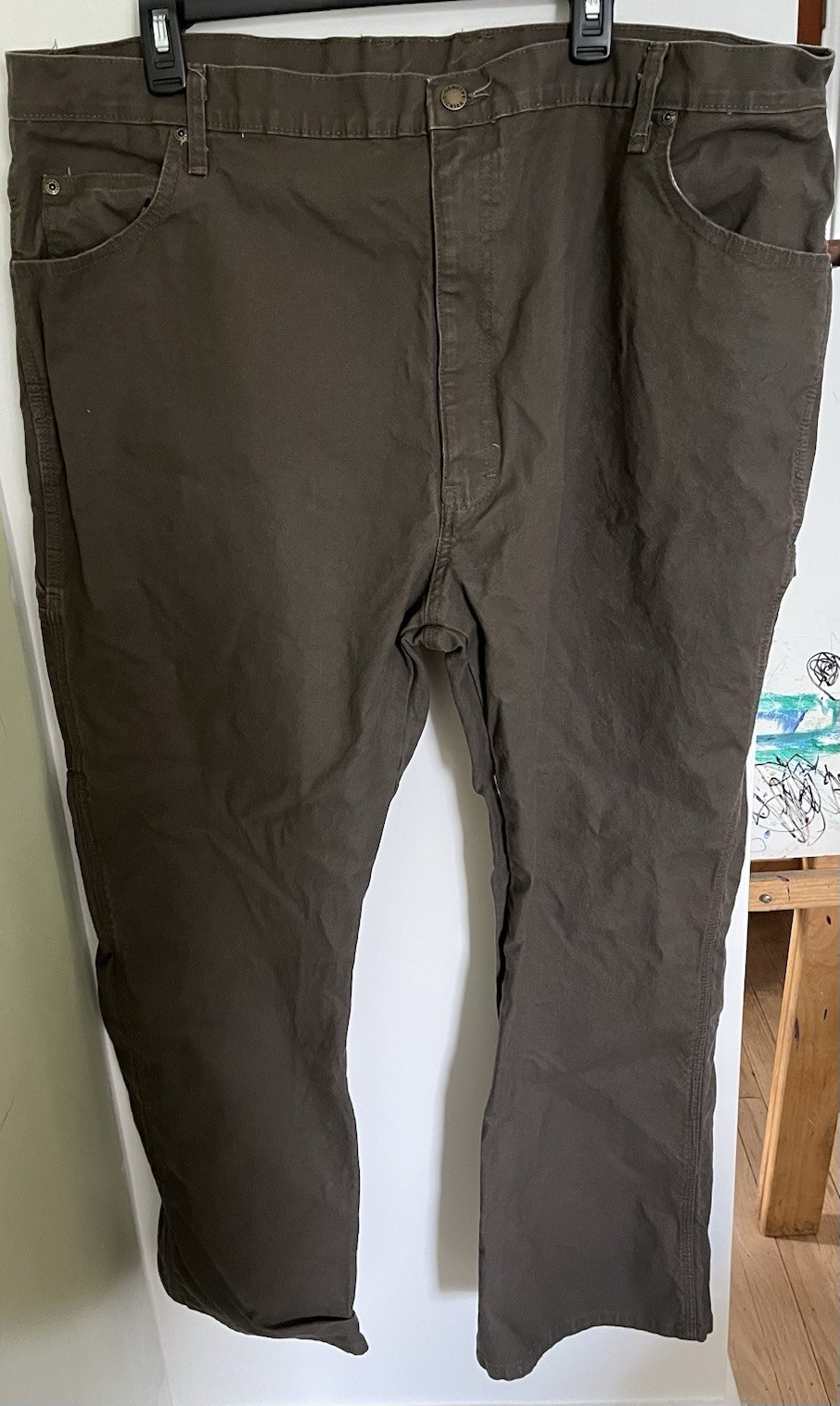 Dickies Men’s Carpenter Work Pants 44×30 Pockets Rugged Brown Canvas