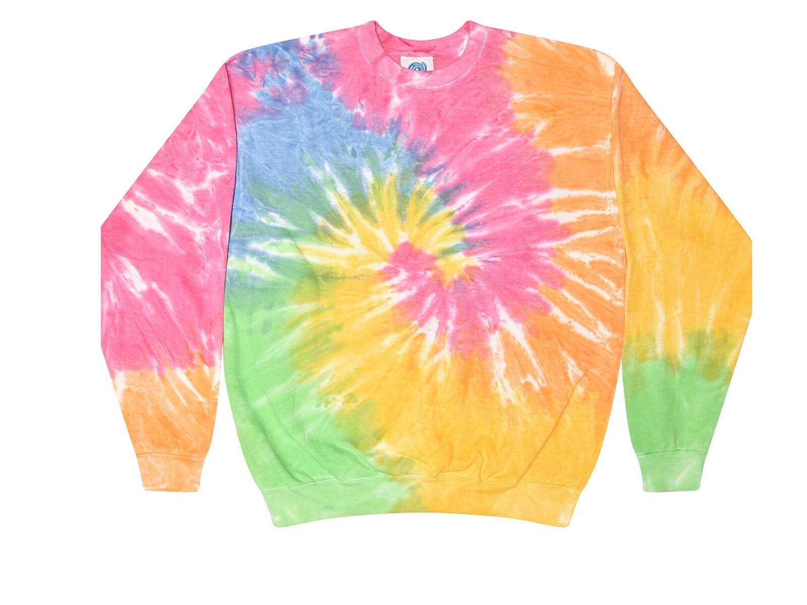 Tie Dye Multi-Color Crew Neck Fleece Adult Small to 3XL 80% Cotton Long Sleeve